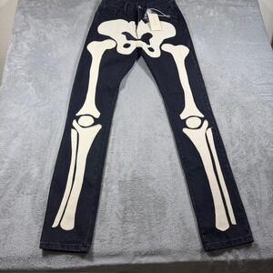 Mnml Jeans Mens 28x32 Black D184 Skeleton Denim Skinny Bones Graphic NWT
